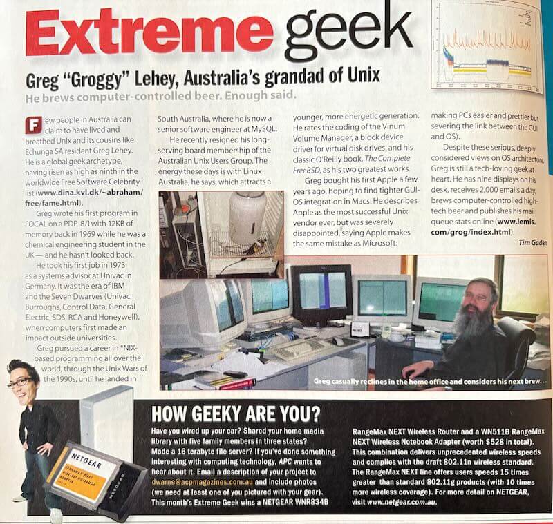 Screenshot of Greg Lehey interview, APC Magazine, November 2006