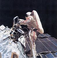 Svetlana Saviskaya welding during an EVA