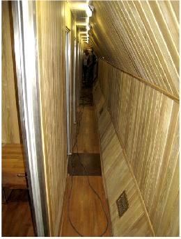 Habitation module hallway; side doorways lead to small cabins