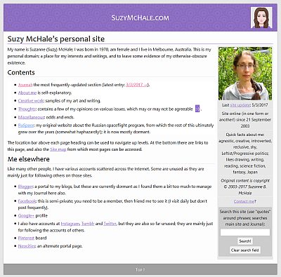 Screenshot of my site's main page, 9/3/2017