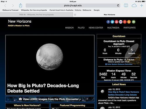 New Horizons Pluto flyby screen capture