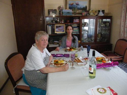 Mum and Suzy at table, 2015 Xmas Day