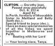 Obituary of Joan Clifton