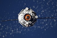 Prichal in orbit, about to dock